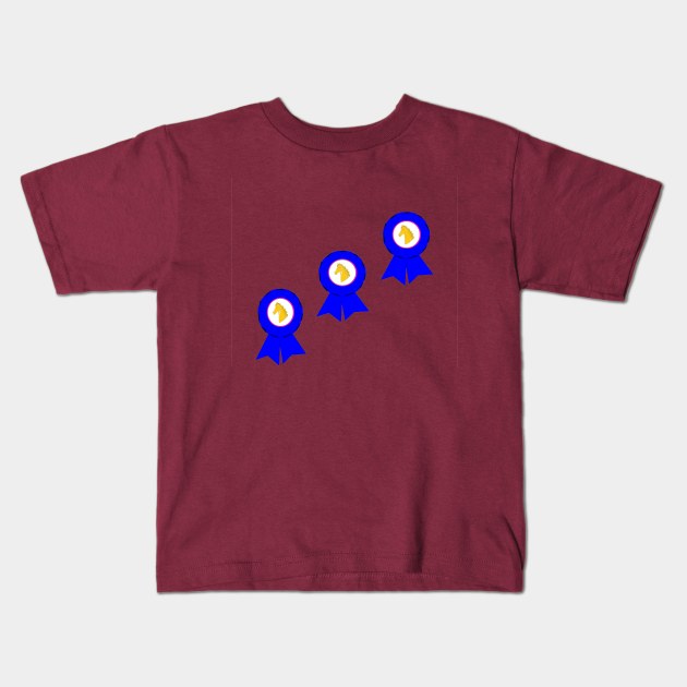 Blue Ribbons, Horse Races Kids T-Shirt by YudyisJudy